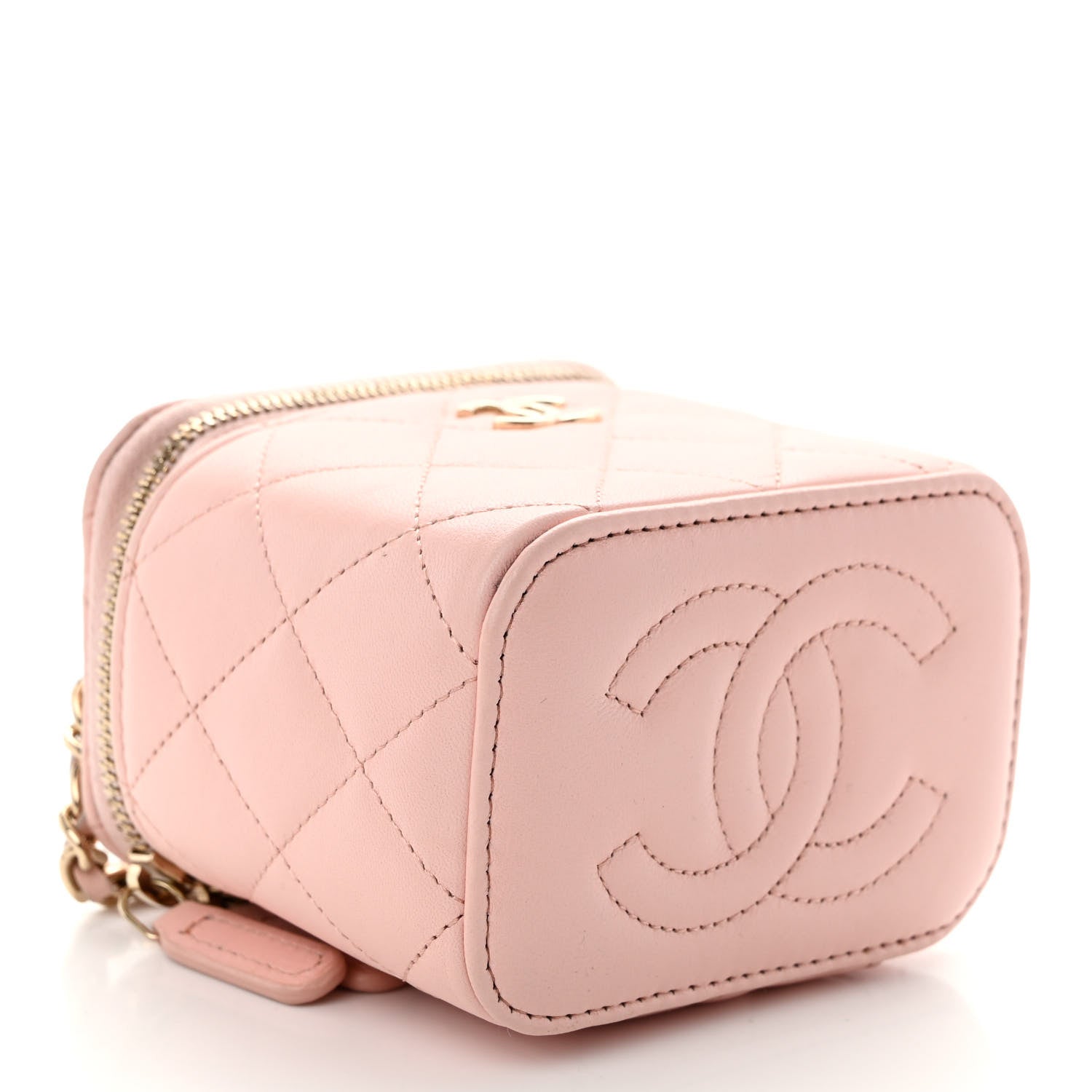 Chanel Lambskin Quilted Mini Top Handle Vanity Case With Chain Light Pink 4 of 12