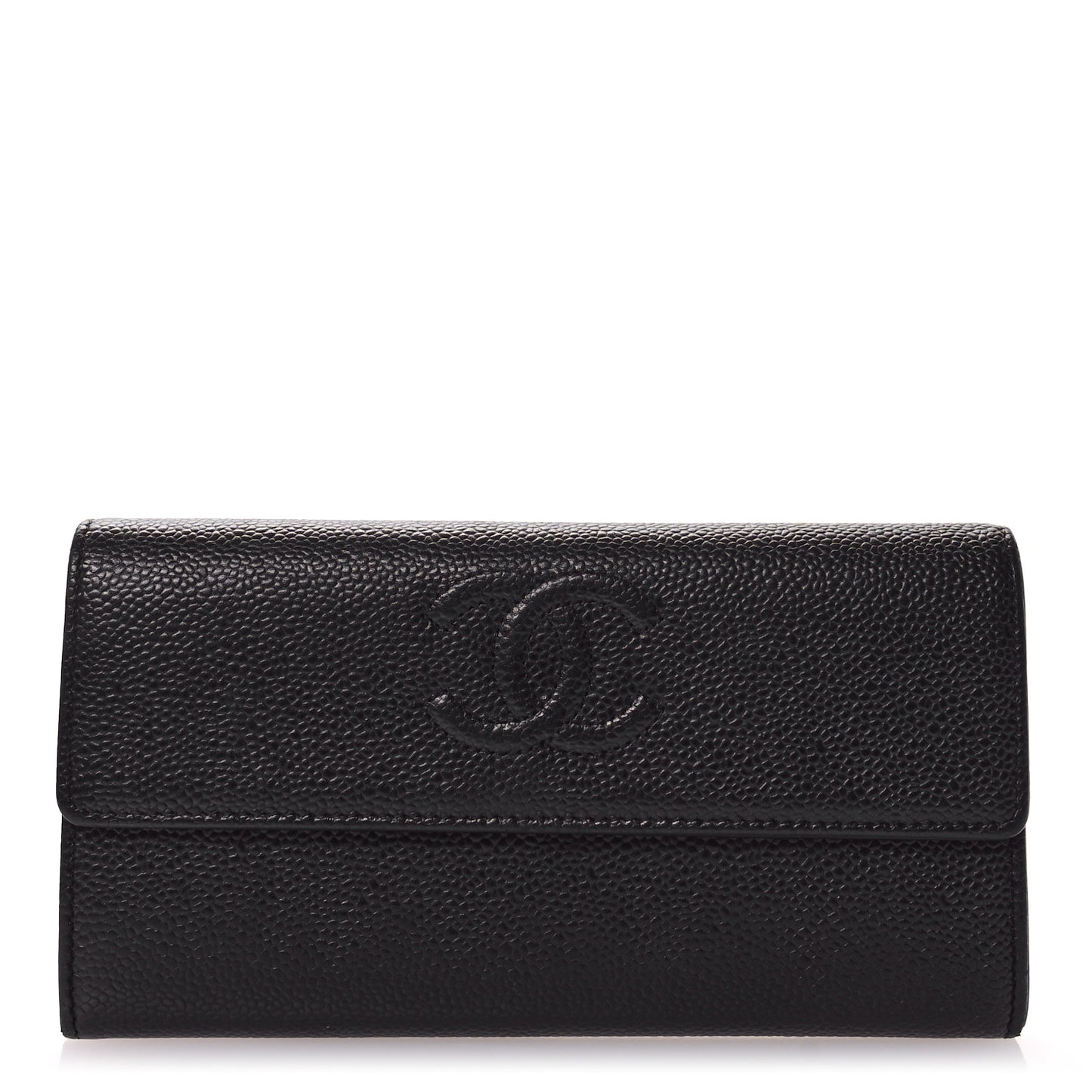 Caviar Timeless CC Large Gusset Flap Wallet Black