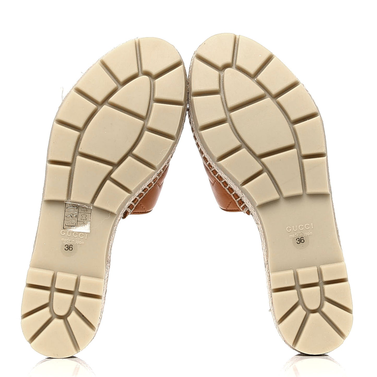 Nappa Matelasse GG Marmont Platform Espadrille Slide Sandals 36 Cognac