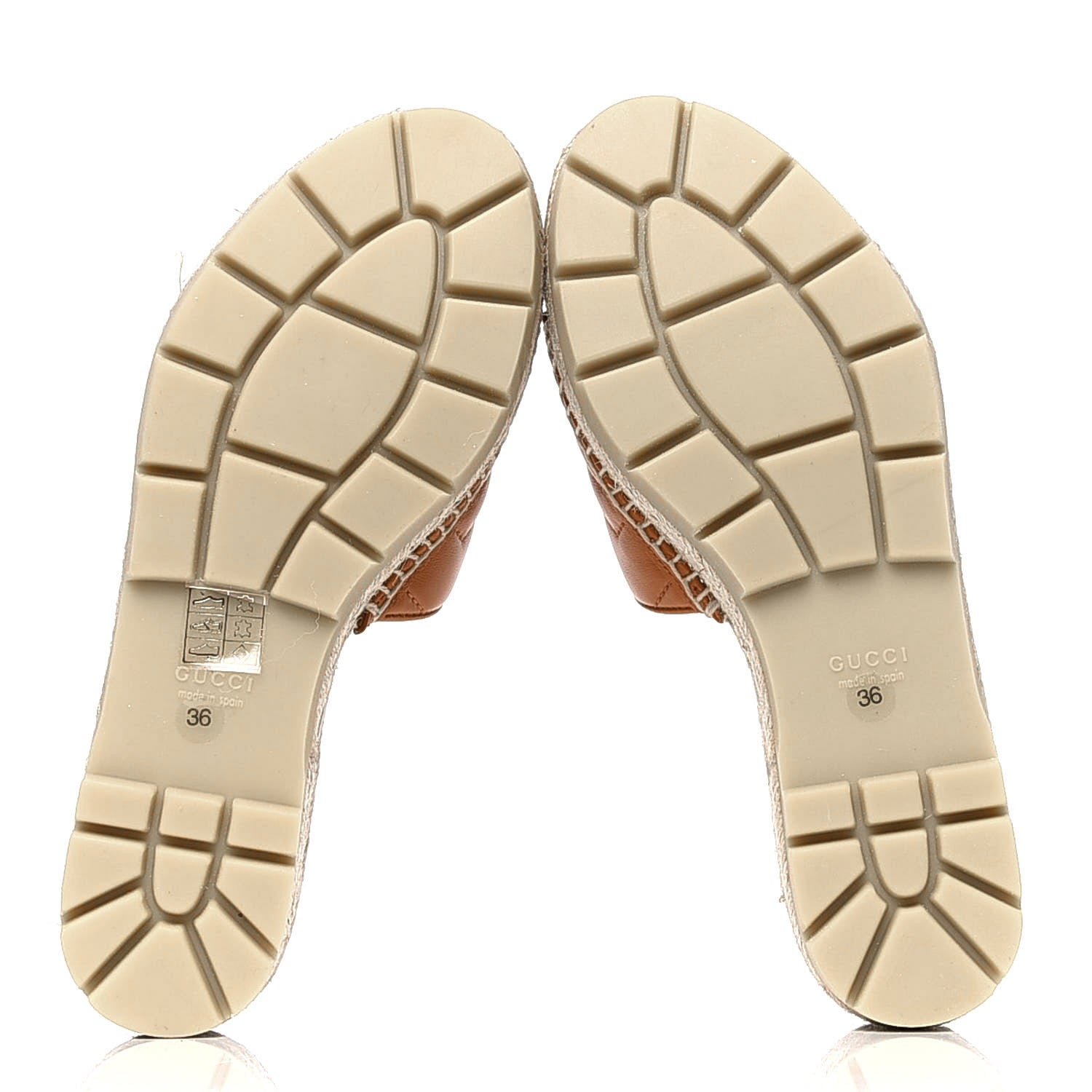 Gucci Nappa Matelasse GG Marmont Platform Espadrille Slide Sandals 36 Cognac 4 of 4