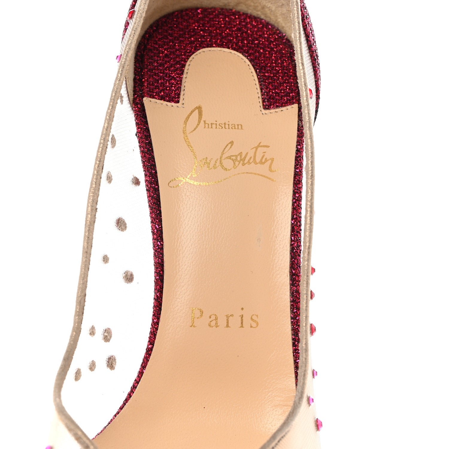 Christian Louboutin Rete Glitter Mini Specchio Strass Follies 100 Pumps 36 Cassis 7 of 12