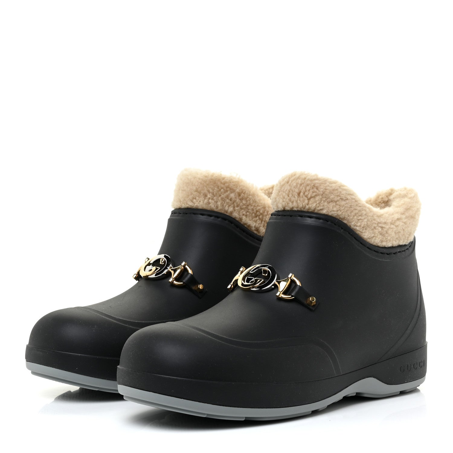 Gucci Rubber Wool Womens Crossy Ankle Boots 36 Black Butterscotch 3 of 10