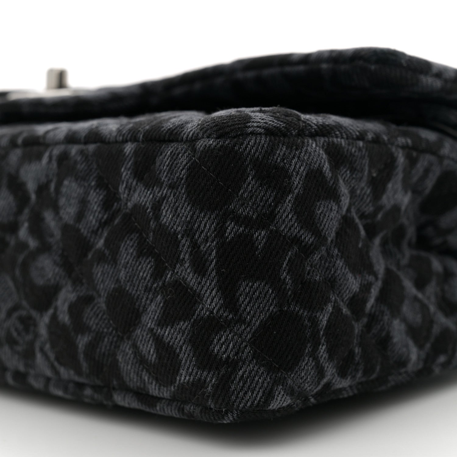 Chanel Printed Denim Quilted Flower Medium Double Flap Black 10 of 11