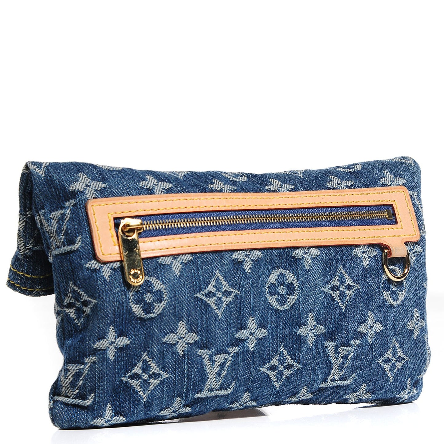 Monogram Denim Pochette Plat Clutch Blue