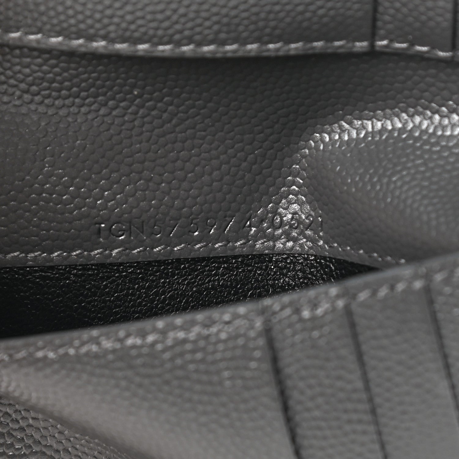 Saint Laurent Grain De Poudre Matelasse Chevron Monogram Zipped Two-Part Wallet Storm 7 of 8