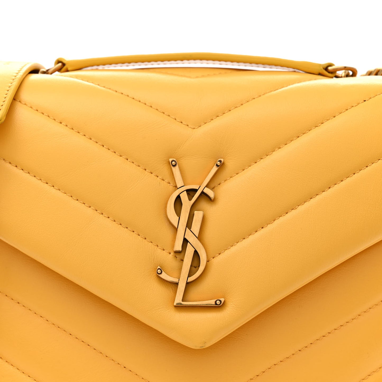 Calfskin Y Quilted Monogram Small Loulou Chain Satchel Cheddar