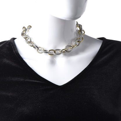 David Yurman Sterling Silver 18K Yellow Gold 18mm Extra Large Oval Link Necklace 2 of 6