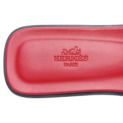 Hermes Calfskin Printed Op'H Oran Sandals 40 Marine Rouge 7 of 9