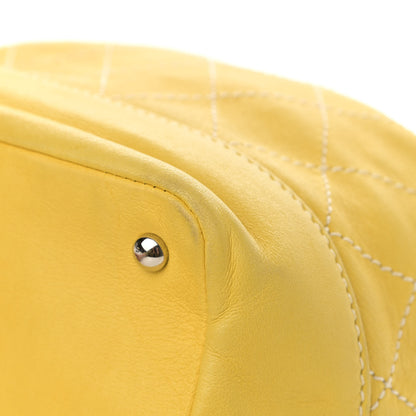 Chanel Lambskin Contrast Stitch Drawstring Tote Yellow 9 of 13