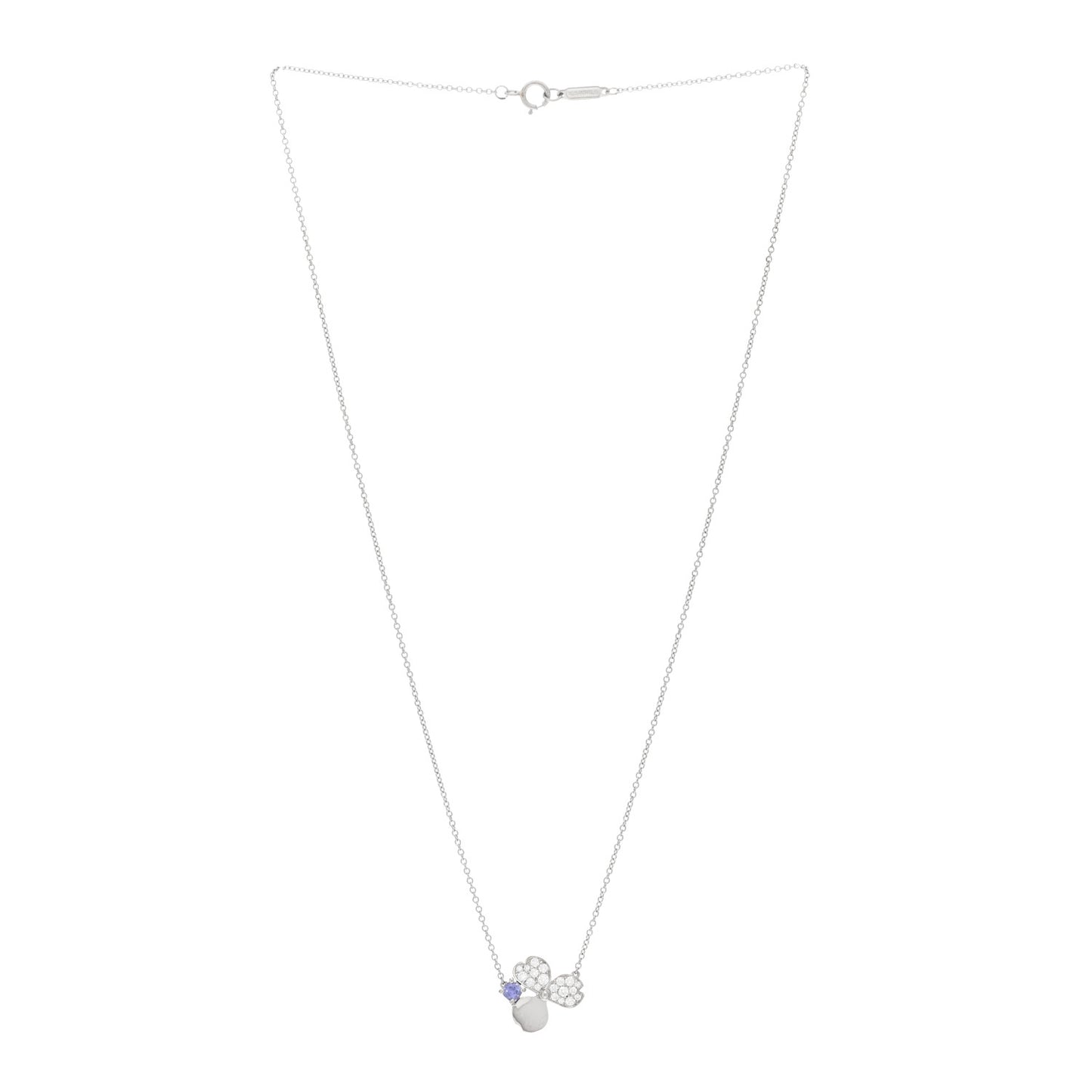 Platinum Diamond Tanzanite Paper Flowers Pendant Necklace