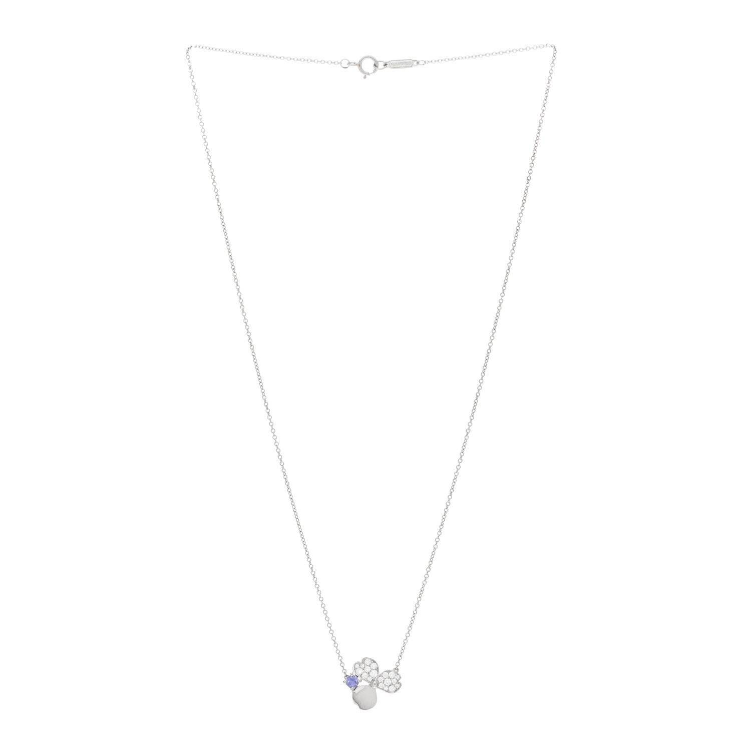Tiffany Platinum Diamond Tanzanite Paper Flowers Pendant Necklace 3 of 4