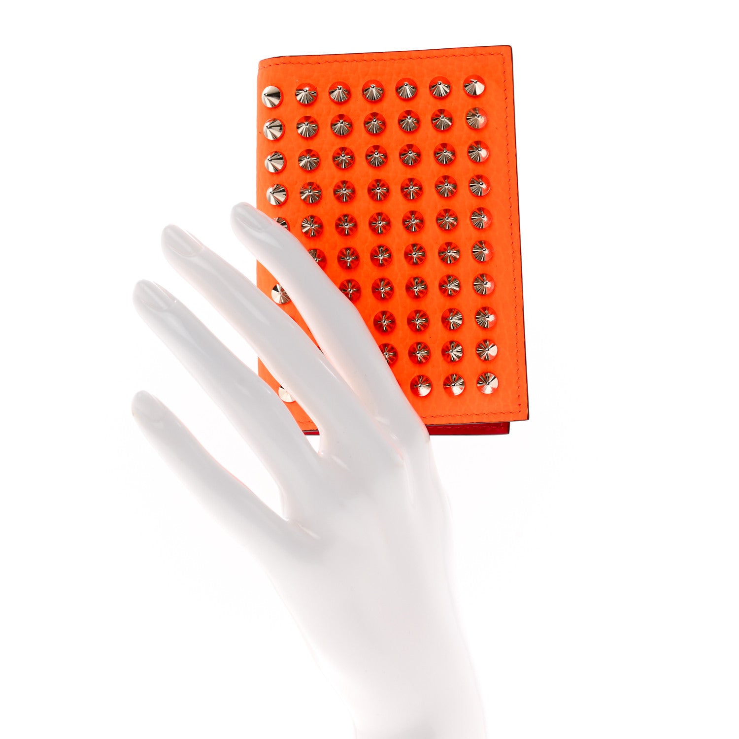 Christian Louboutin Calfskin Spiked Sifnos Bi-Fold Wallet Orange 2 of 7