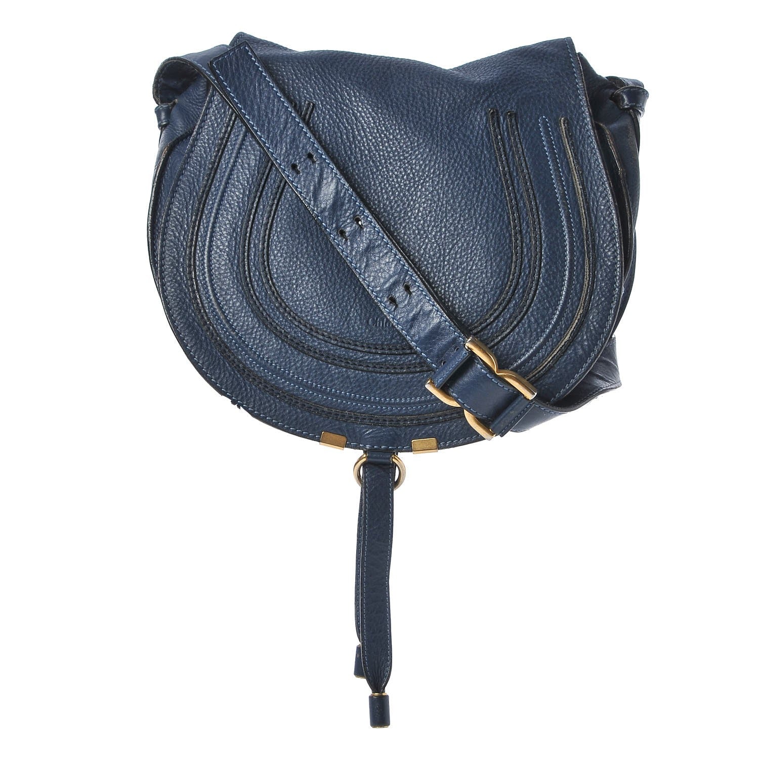 Chloe Calfskin Medium Marcie Round Crossbody Bag Navy 1 of 15