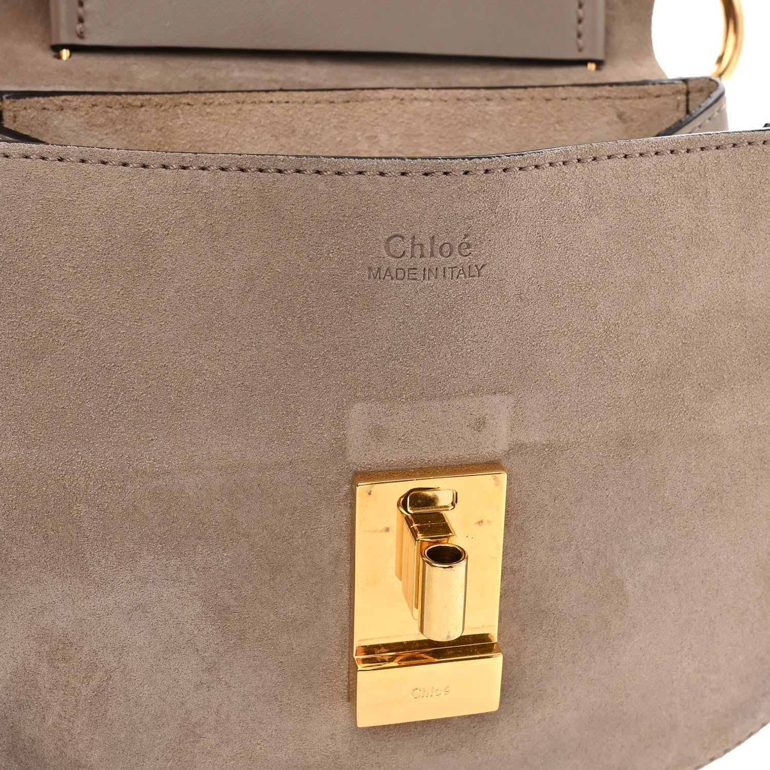 Chloe Suede Smooth Calfskin Mini Drew Shoulder Bag Motty Grey 6 of 9