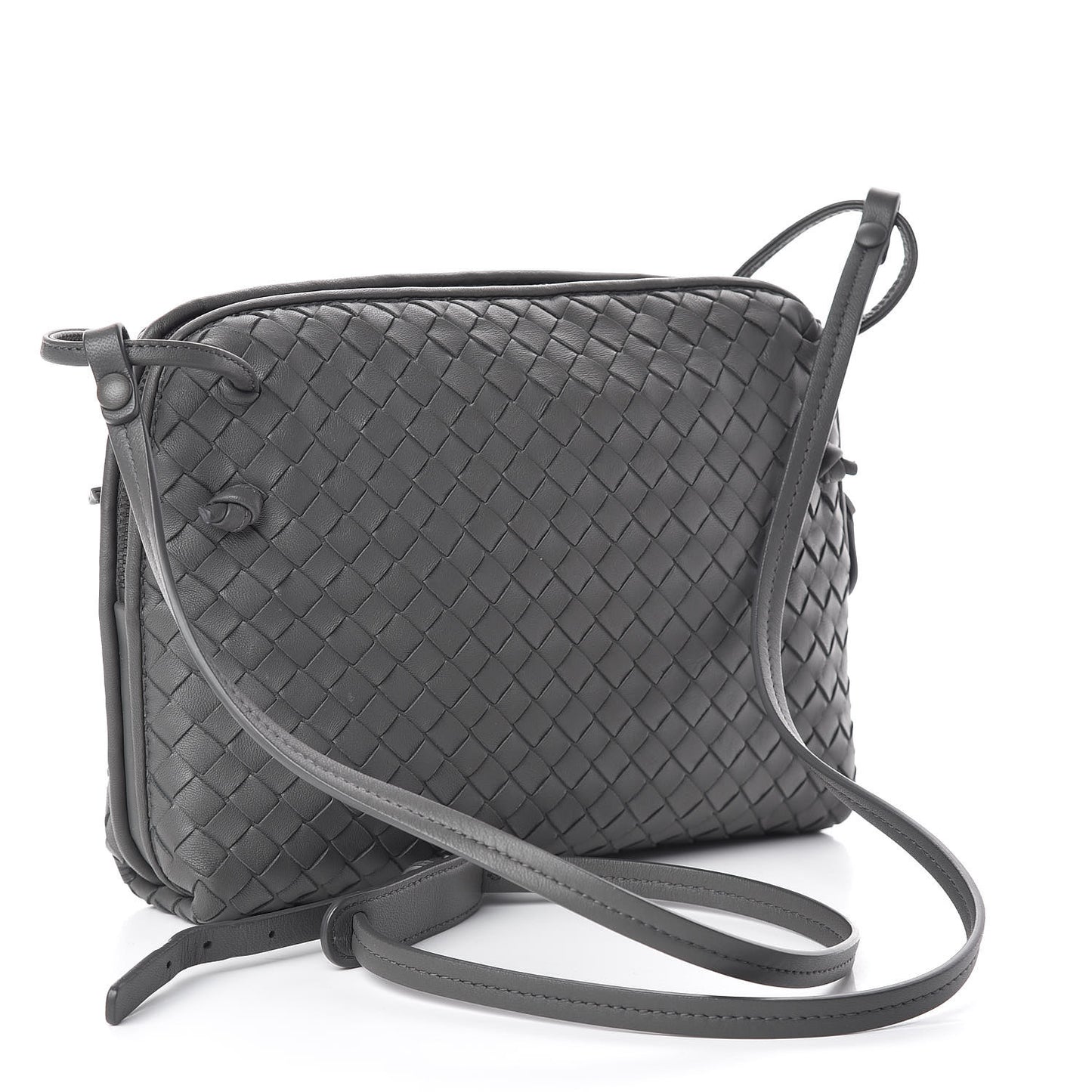 Nappa Intrecciato Nodini Crossbody Messenger Light Grey