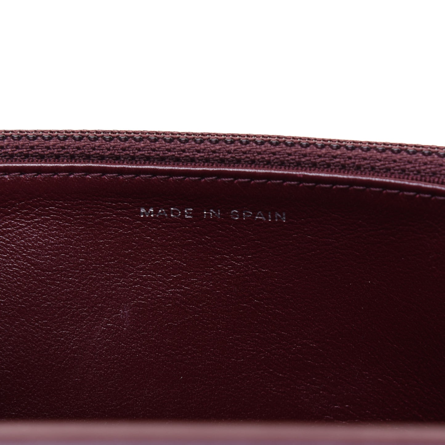 Striated Patent Quilted Wallet on Chain WOC Bordeaux