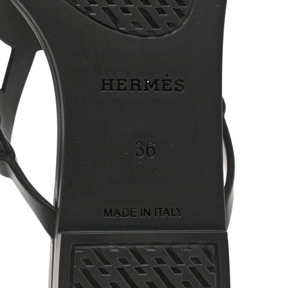 Hermes Rubber Womens Egerie Sandals 36 Black 8 of 11