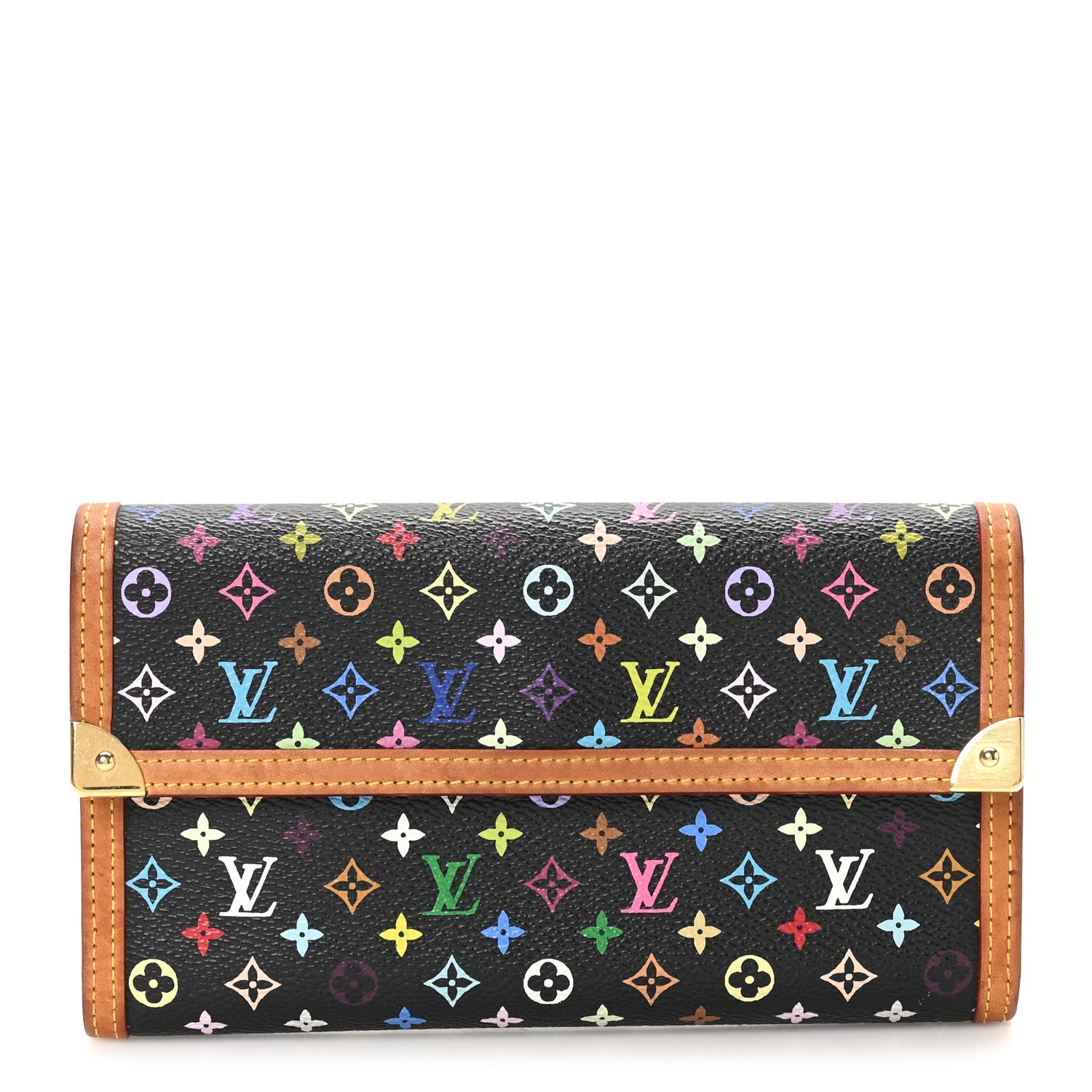 Louis Vuitton Monogram Multicolor Porte Tresor International Wallet Black 1 of 9