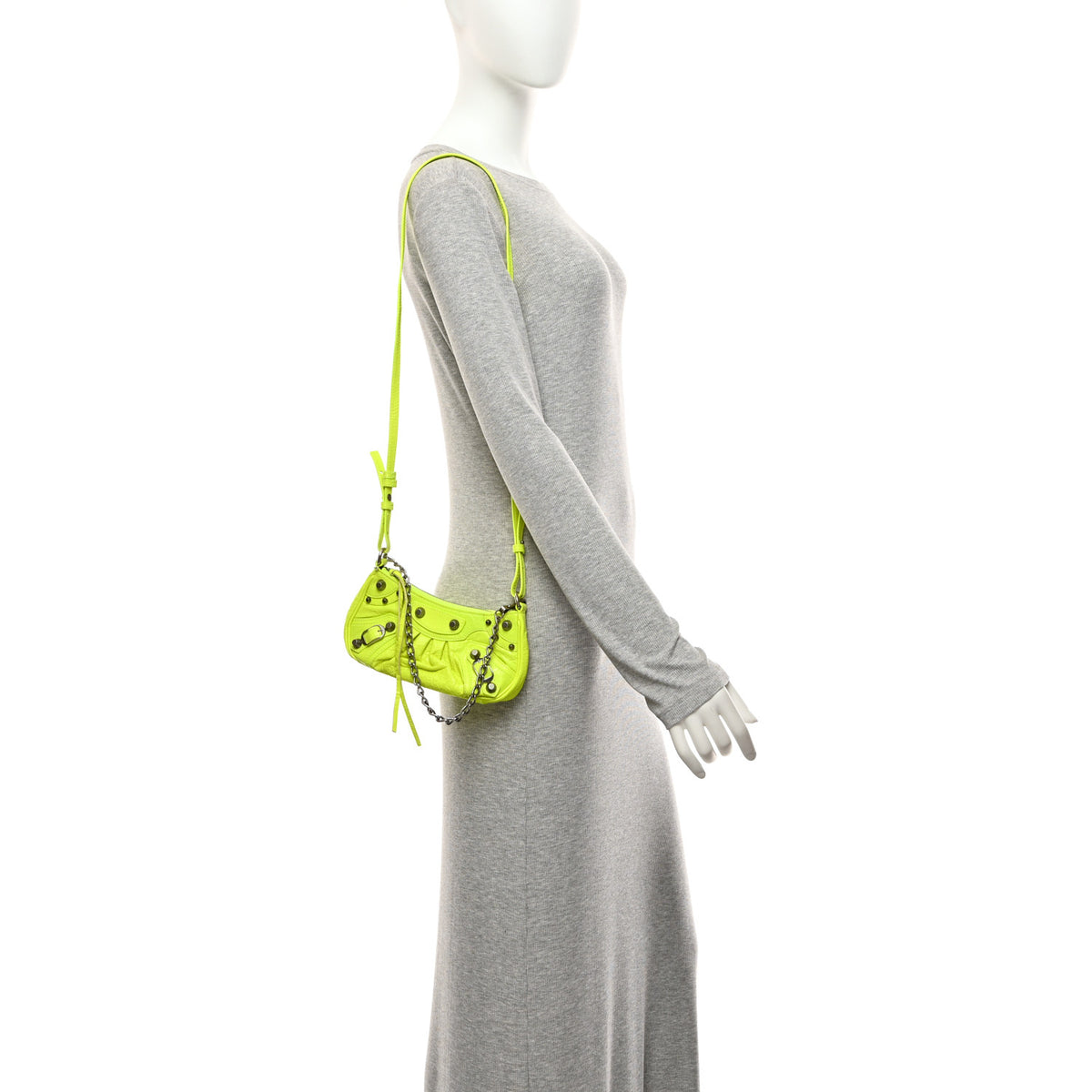 Balenciaga Agneau Arena Le Cagole Mini Purse With Chain Fluo Yellow 2 of 10
