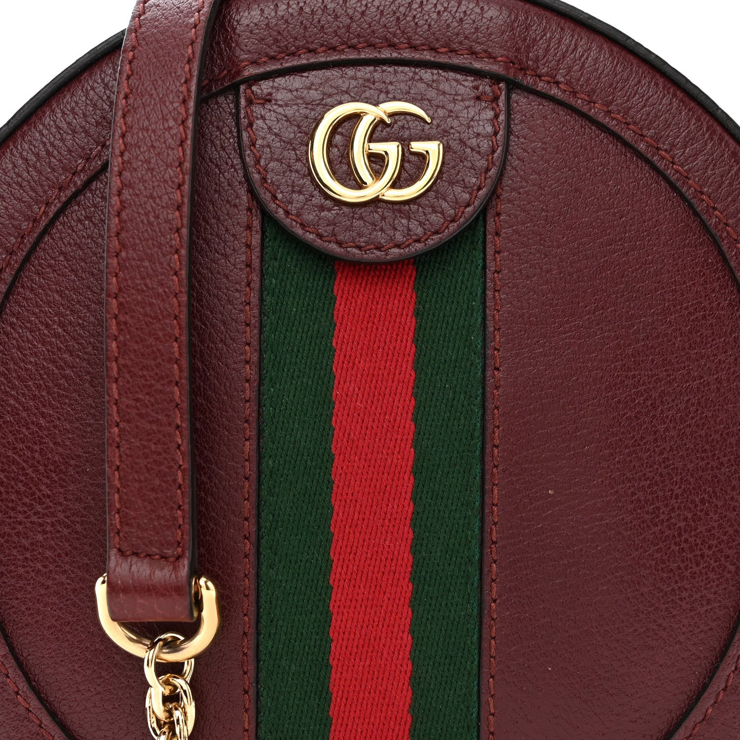 Gucci Soft Textured Calfskin Web Mini Ophidia Round Shoulder Bag Vintage Bordeaux 8 of 10
