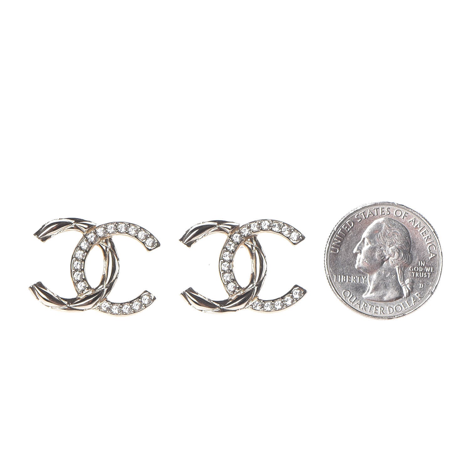 Chanel Crystal Large CC Earrings Gold 2 of 6