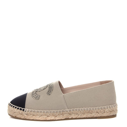 Chanel Canvas Grosgrain CC Espadrilles 39 Light Green Black 1 of 12