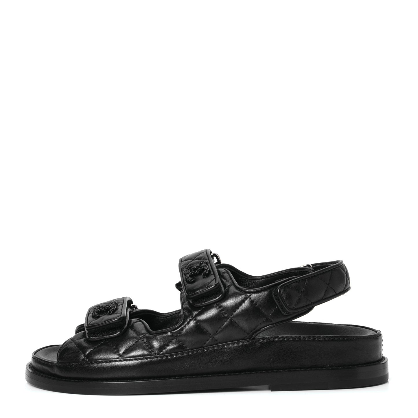 Lambskin Velcro Dad Sandals 36 Black