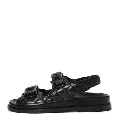 Chanel Lambskin Velcro Dad Sandals 36 Black 1 of 4