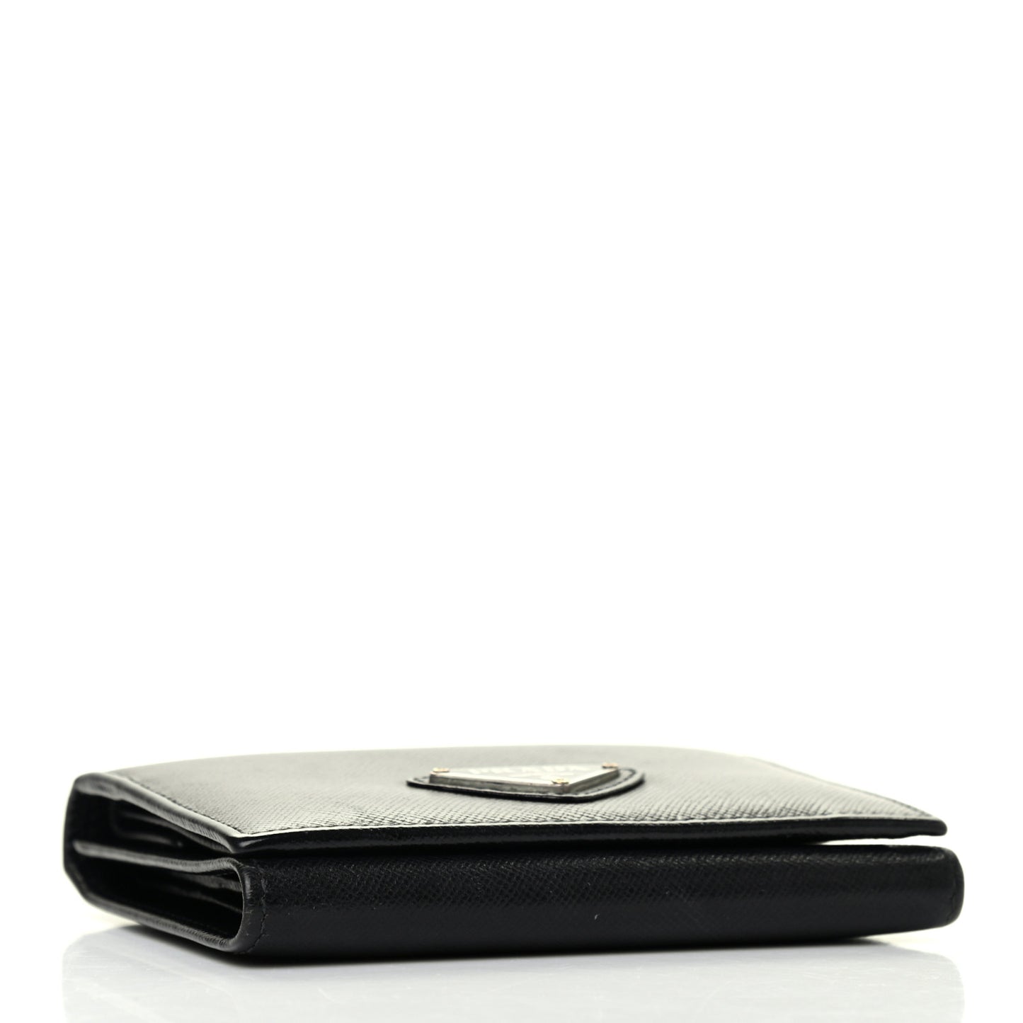 Saffiano Metal Tri-Fold Wallet Black