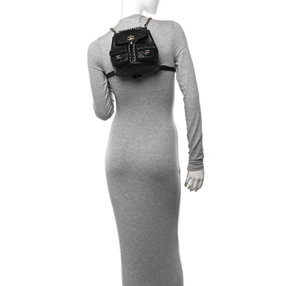 Chanel Shiny Caviar Quilted Small Duma Pockets Drawstring Backpack Black 2 of 10