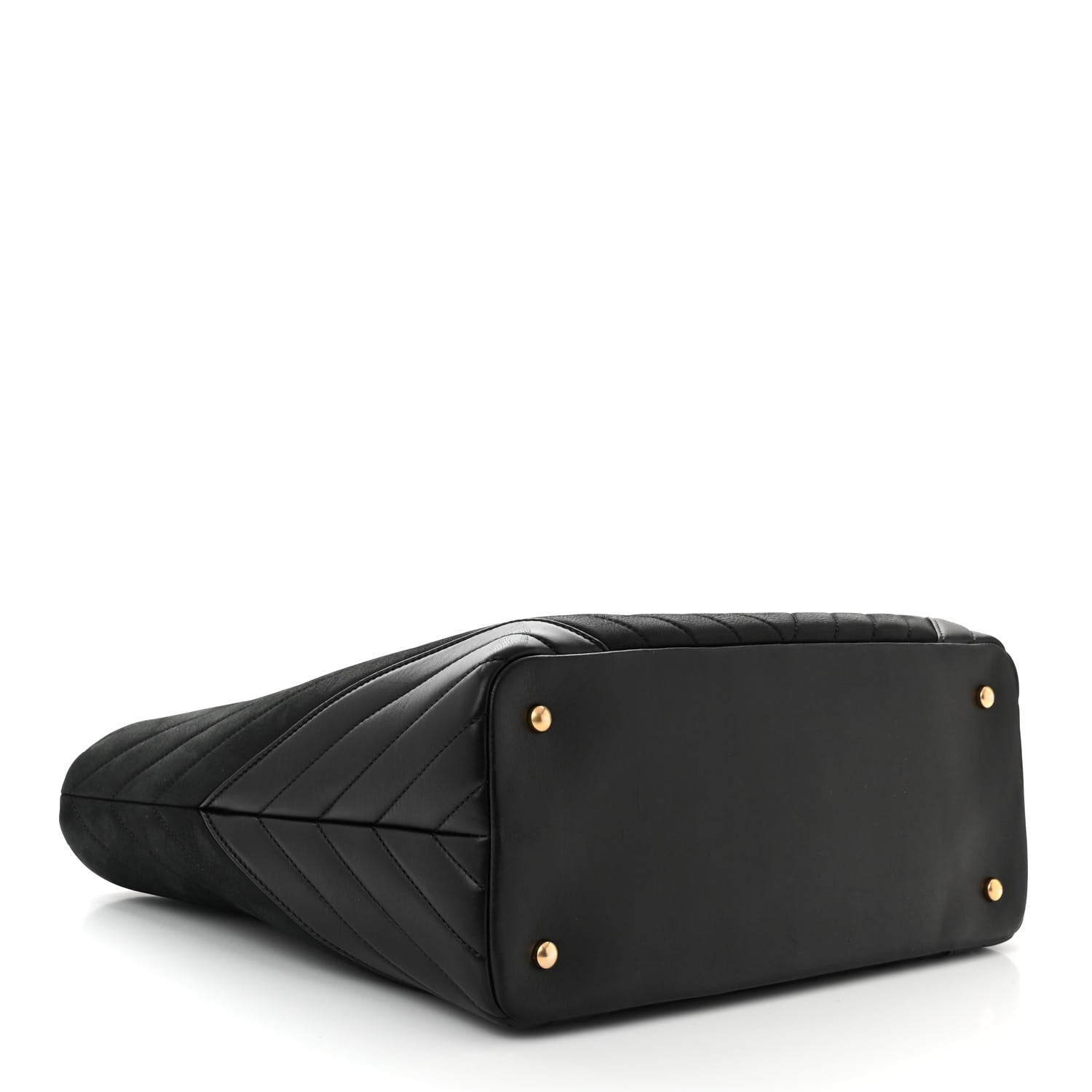 Chanel Iridescent Calfskin Lambskin Chevron Quilted Shopping Tote Black 4 of 10