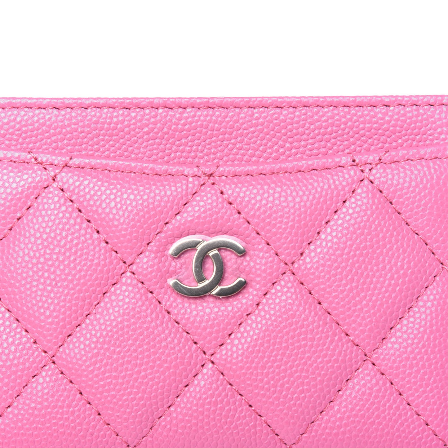 Caviar Quilted Card Holder Pink