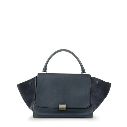 Celine Drummed Calfskin Suede Medium Trapeze Navy 1 of 7