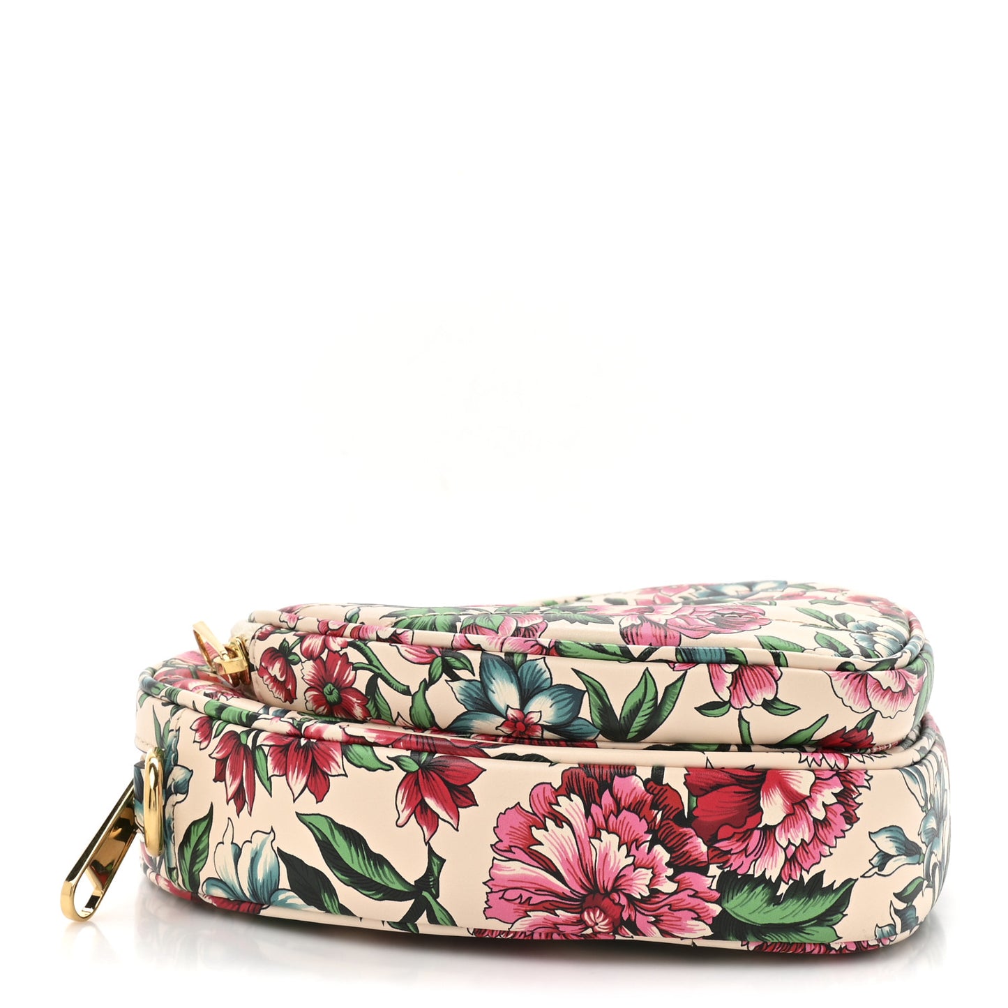 Calfskin Matelasse Diagonal Brit Roses Print Mini Interlocking G Heart Shoulder Bag  White Multicolor