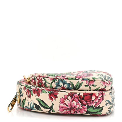 Gucci Calfskin Matelasse Diagonal Brit Roses Print Mini Interlocking G Heart Shoulder Bag  White Multicolor 4 of 10