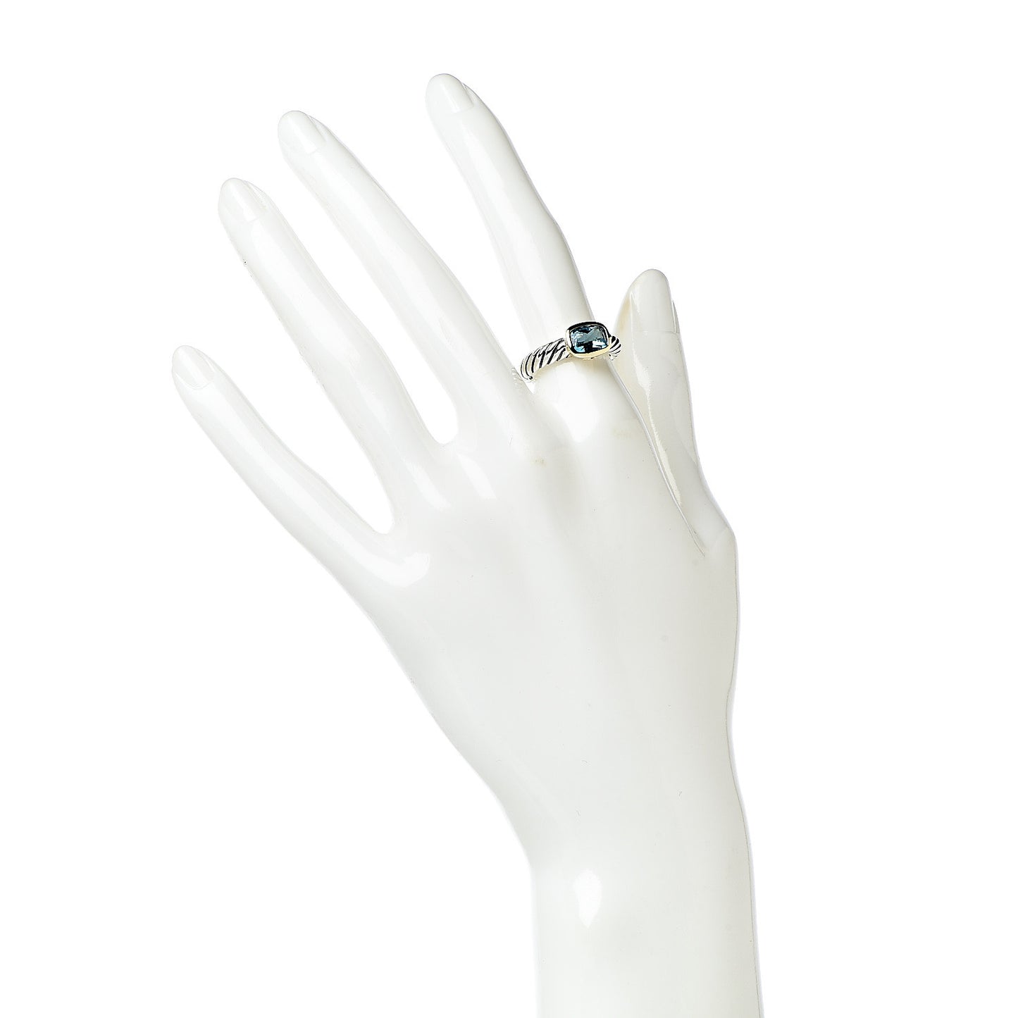 Sterling Silver 18K Yellow Gold Blue Topaz 8mm Noblesse Ring 51 5.75