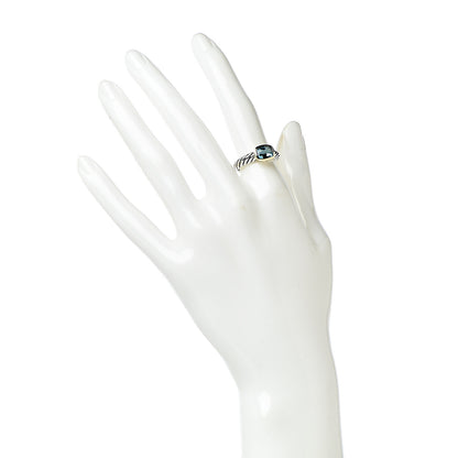 David Yurman Sterling Silver 18K Yellow Gold Blue Topaz 8mm Noblesse Ring 51 5.75 2 of 7