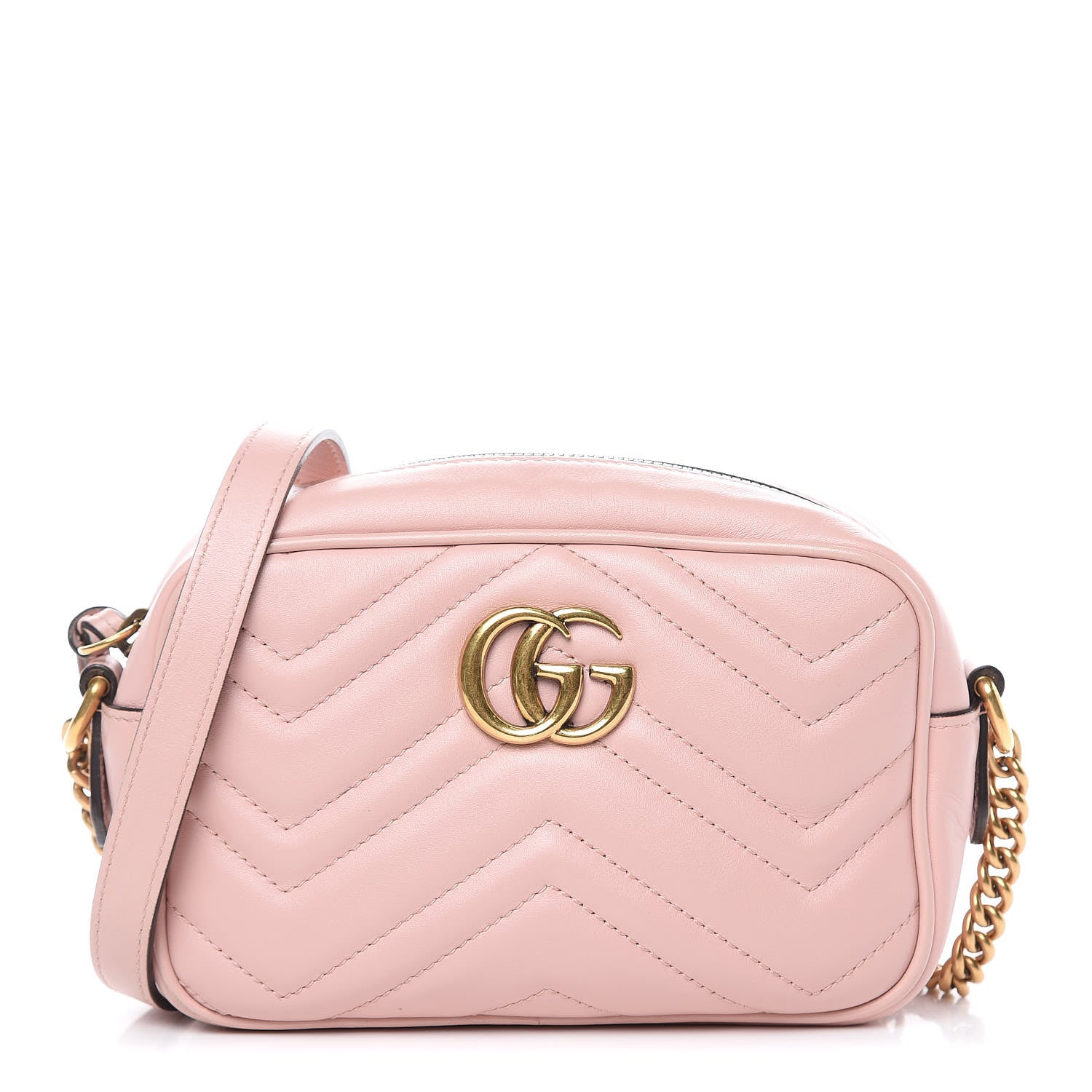 Gucci Calfskin Matelasse Mini GG Marmont Chain Shoulder Bag Perfect Pink 1 of 12