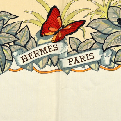 Hermes Cashmere Silk Jungle Love Shawl 140 White Jaune Paille Orange 2 of 7