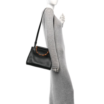 Gucci Nappa Bamboo Small Nymphaea Top Handle Bag Black 2 of 10