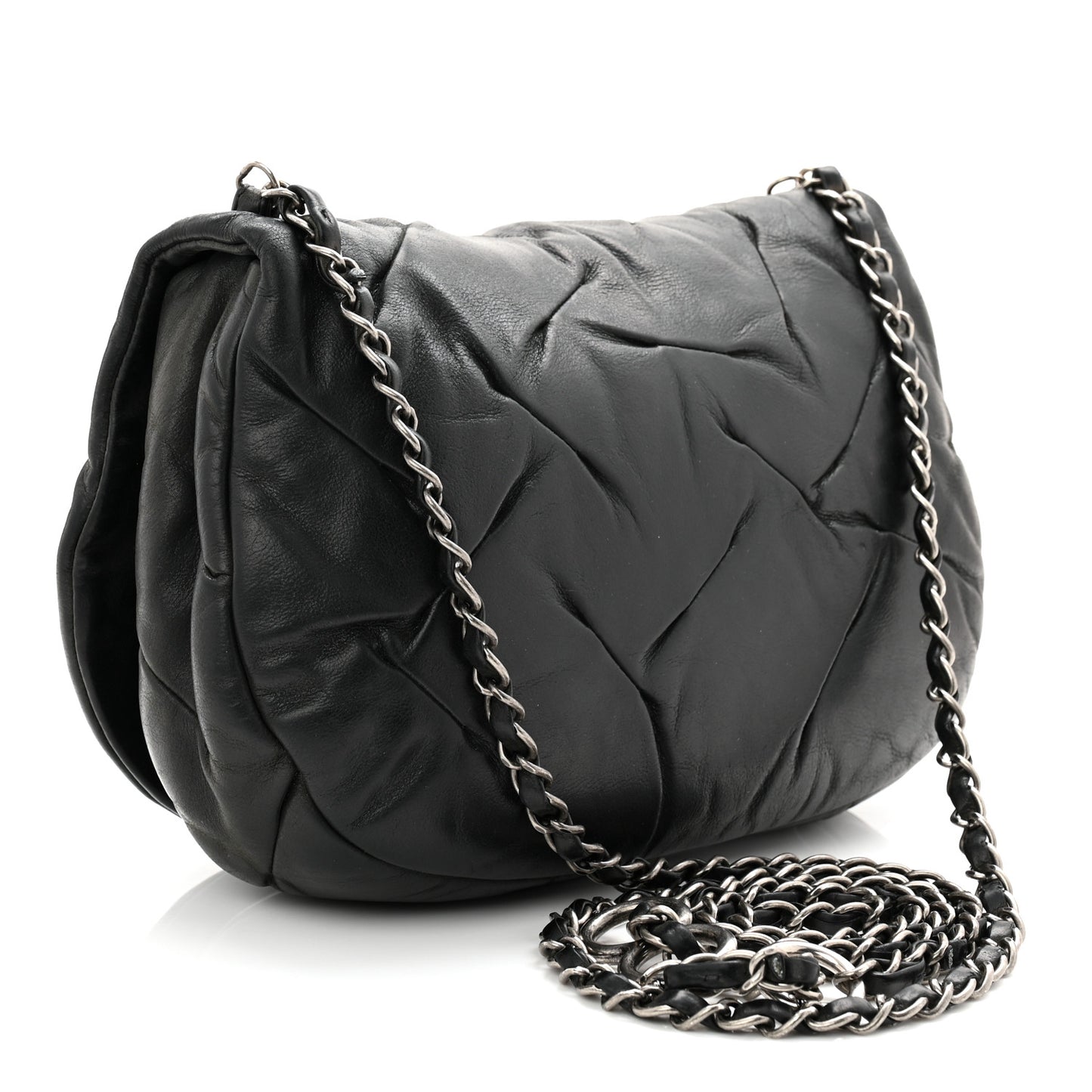 Iridescent Calfskin Glint Flap Black