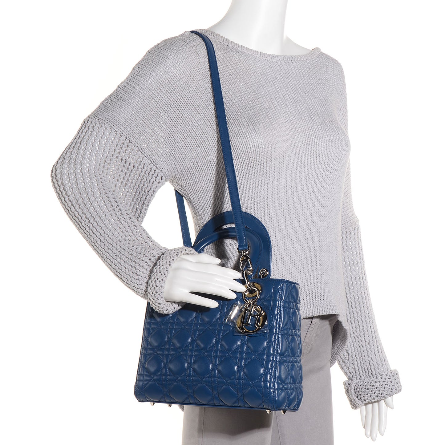 Lambskin Cannage Medium Lady Dior Blue