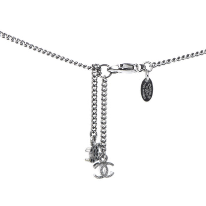 Chanel Crystal Enamel Striped CC Necklace Ruthenium Black 4 of 4