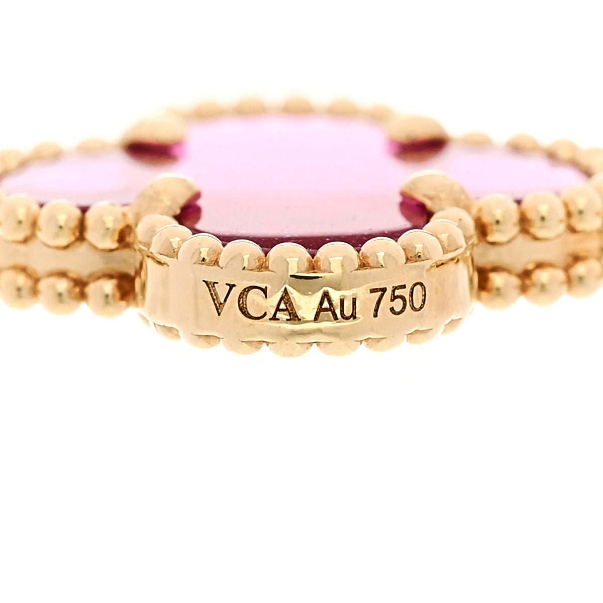 18K Yellow Gold Pink Enamel 5 Motifs Vintage Alhambra Bracelet
