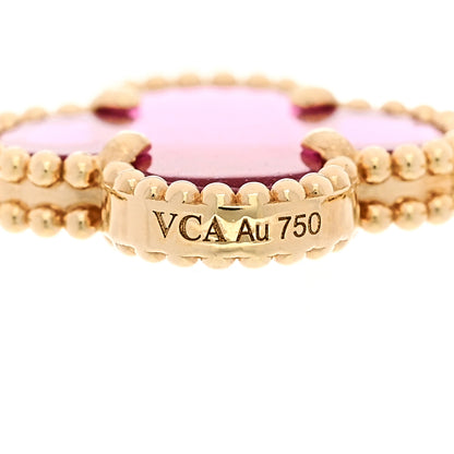 Van Cleef & Arpels 18K Yellow Gold Pink Enamel 5 Motifs Vintage Alhambra Bracelet 3 of 5