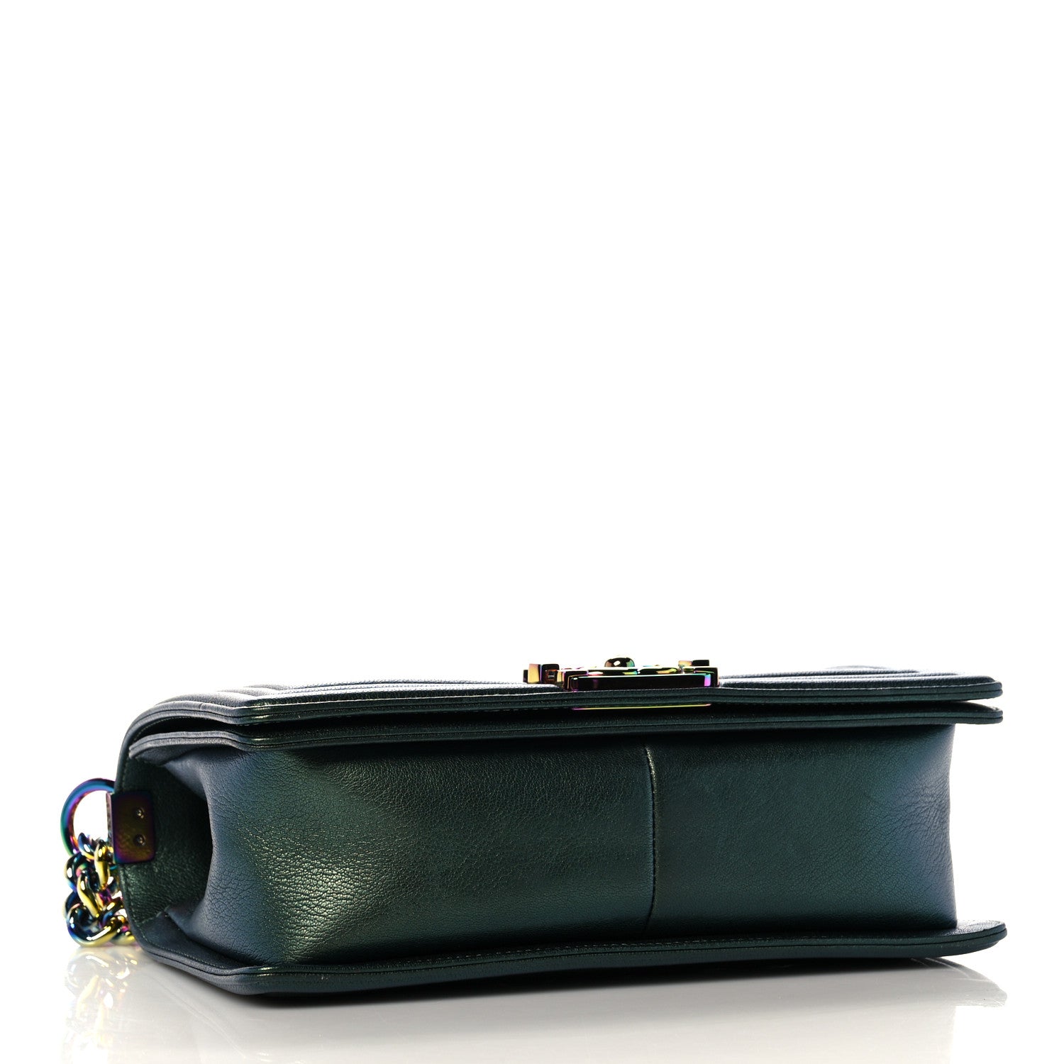 Chanel Iridescent Goatskin Quilted Medium Boy Flap Green 4 of 13