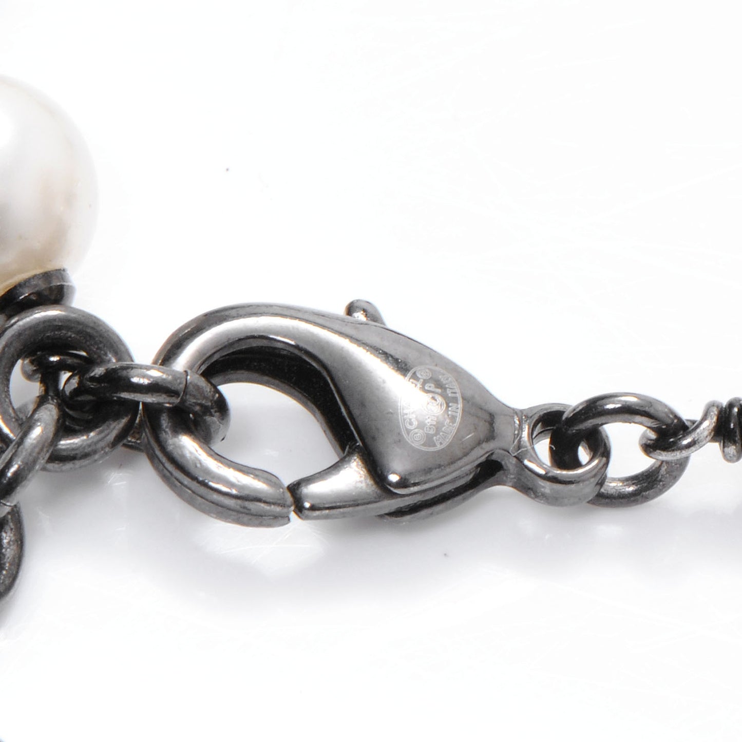 Pearl Beaded Camellia CC Bracelet