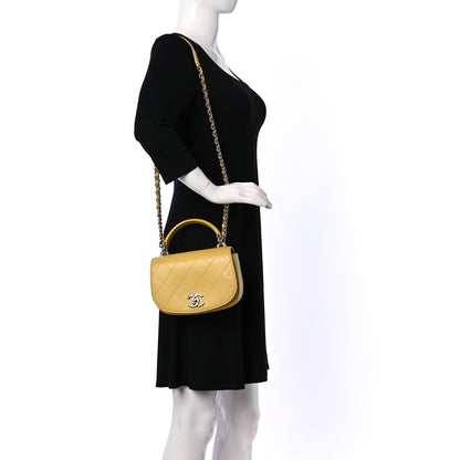 Chanel Calfskin Stitched Small Ring My Bag Flap Crossbody Yellow 2 of 10