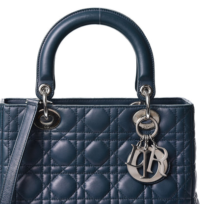 Christian Dior Lambskin Cannage Medium Lady Dior Navy 7 of 9