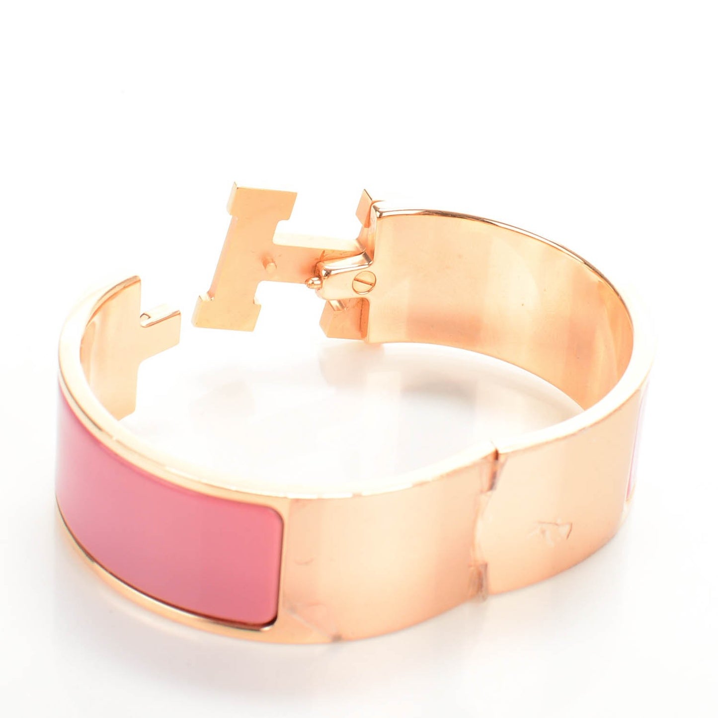 Enamel Wide Clic Clac H Bracelet PM Rose Velours